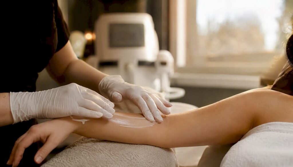 Appliquer une crème apaisante après une épilation laser