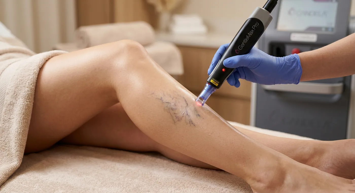Traitement des varicosités des jambes au laser Nd:YAG><p class=