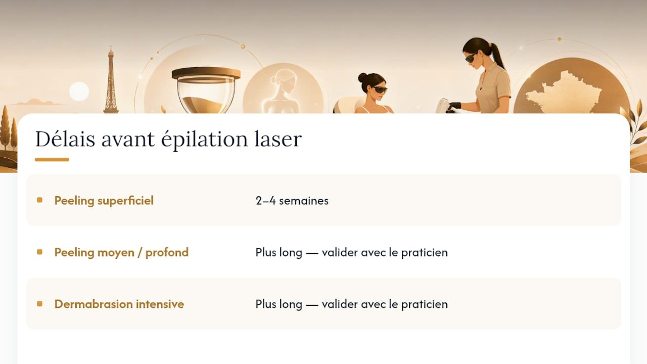 Délai à respecter après un peeling avant une épilation au laser