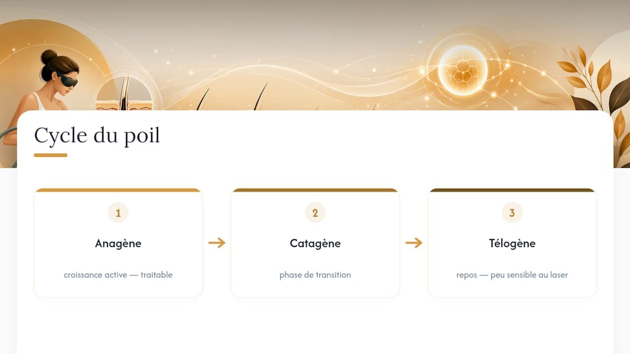 Cycle du poil et phases traitées par laser