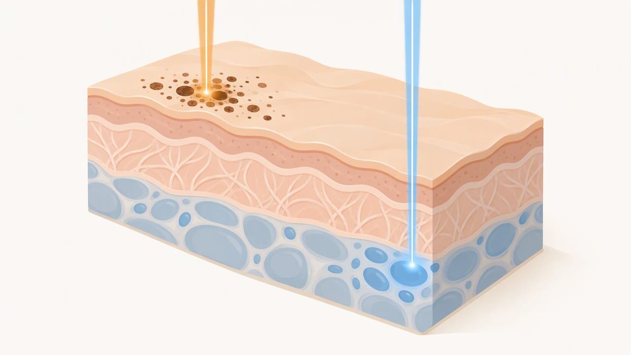 Représentation des cibles laser : mélanine et eau