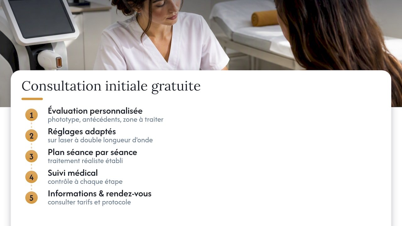 Une consultation gratuite pour évaluer votre peau avant toute séance — overview diagram