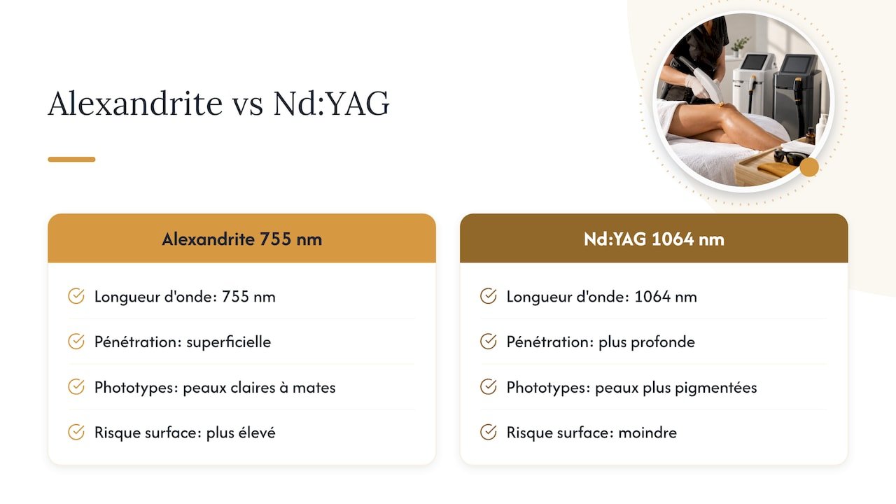 Comparaison entre les deux longueurs d’onde du laser