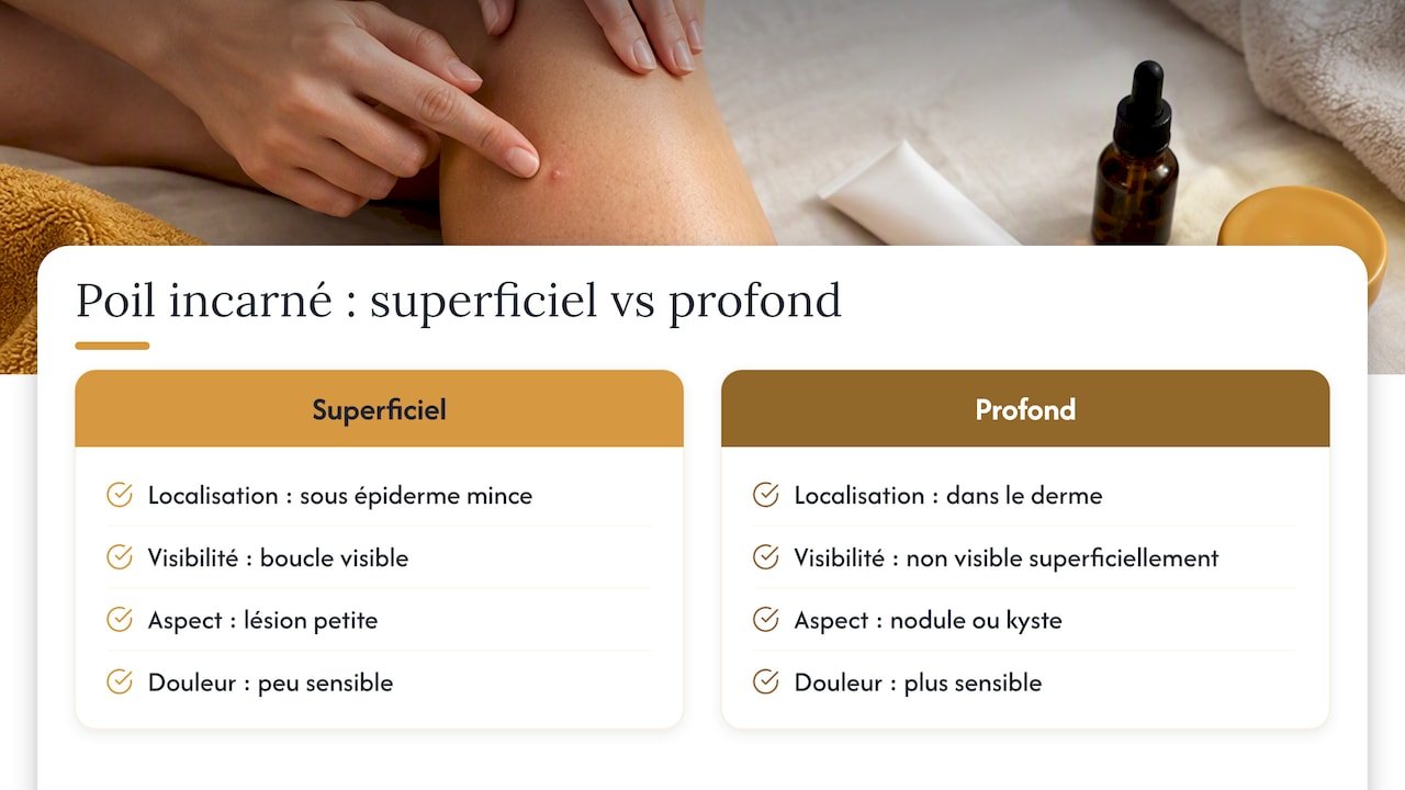 Comparaison entre poils incarnés superficiels et profonds