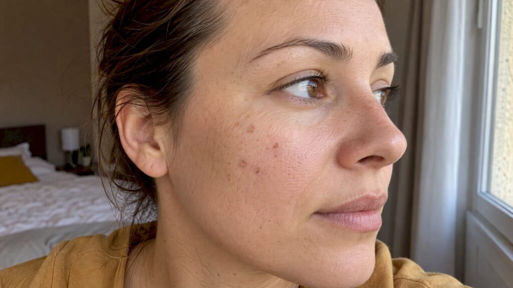 Petites croûtes sur la joue après un traitement au laser